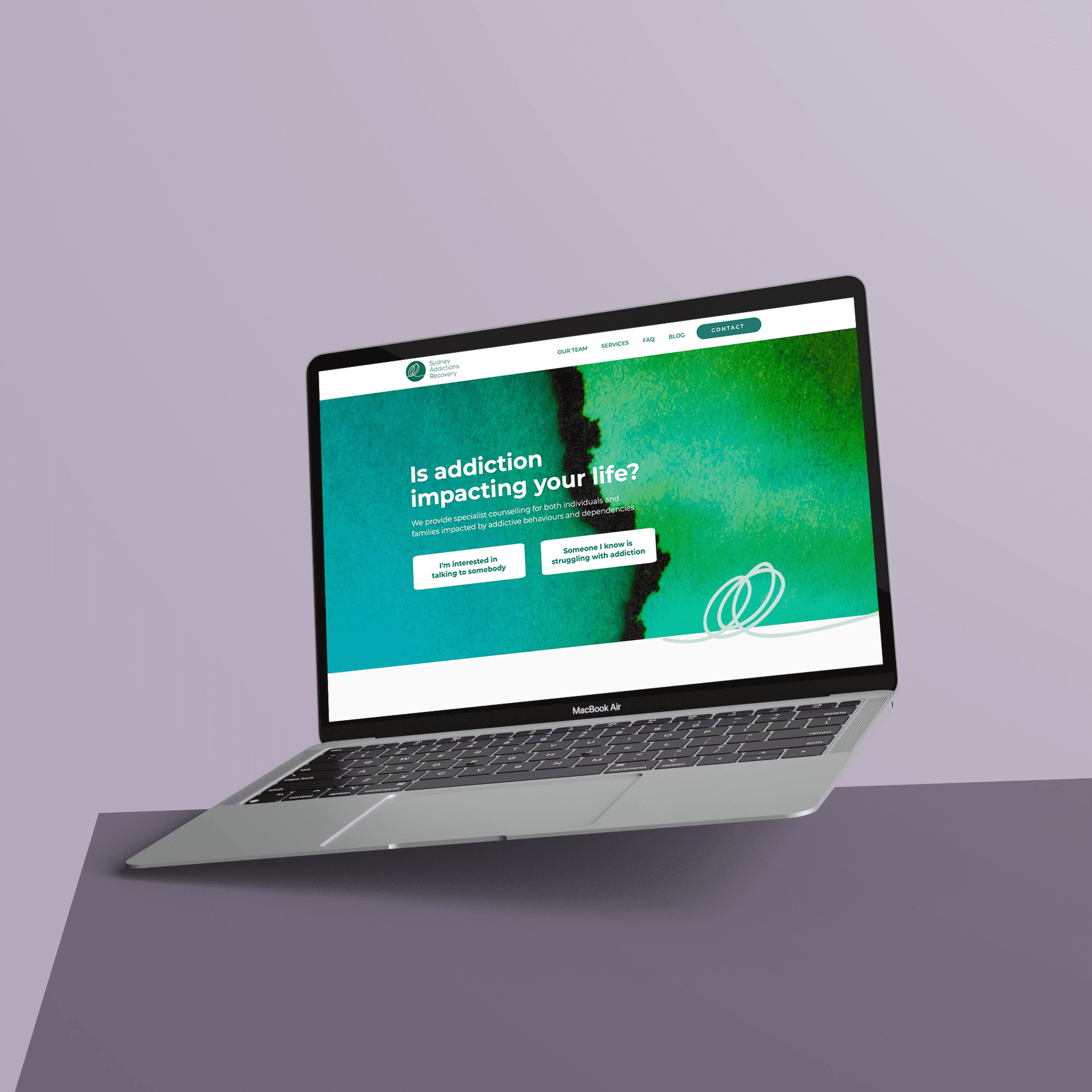 Sydney addictions recovery website mockup