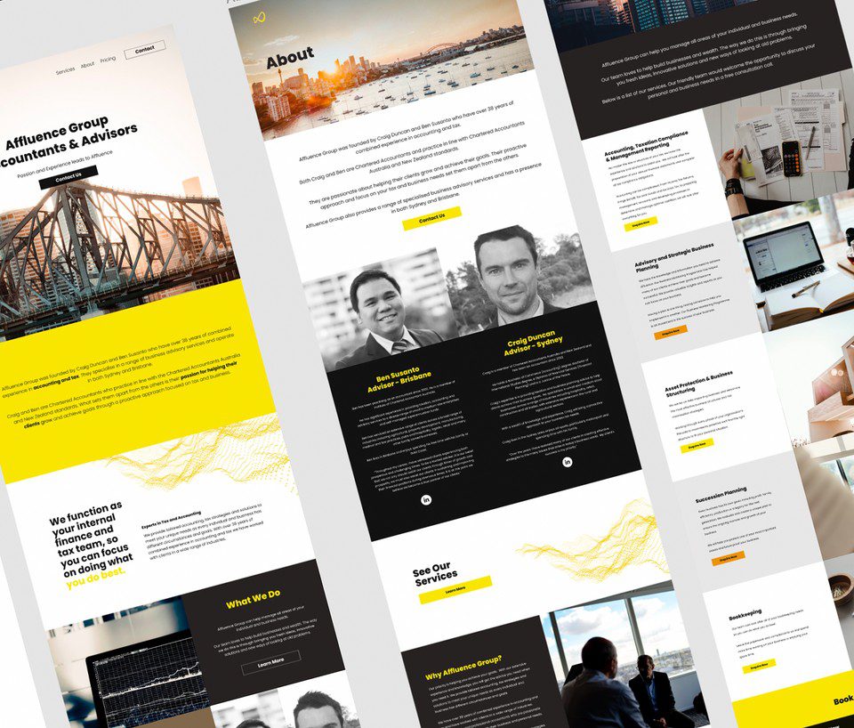 affluence group website mockup