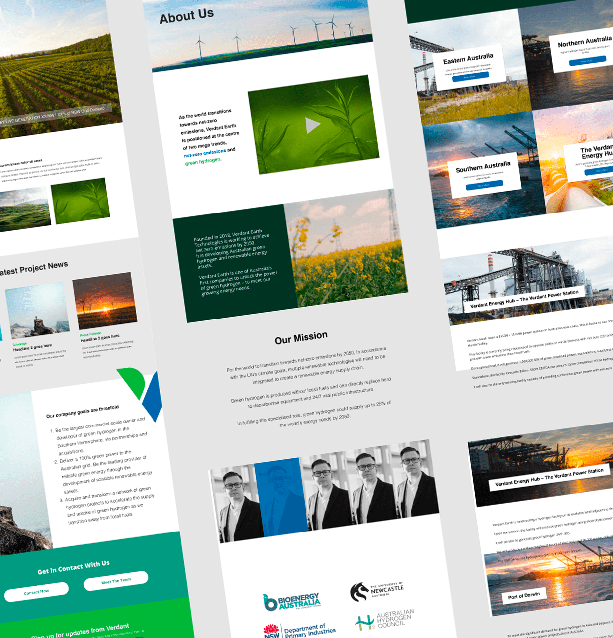 Verdant Technologies website mock ups