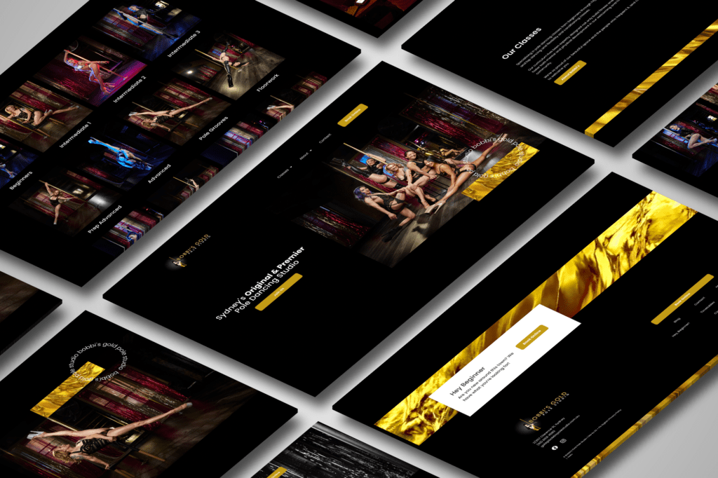 bobbi's pole gold website mockups