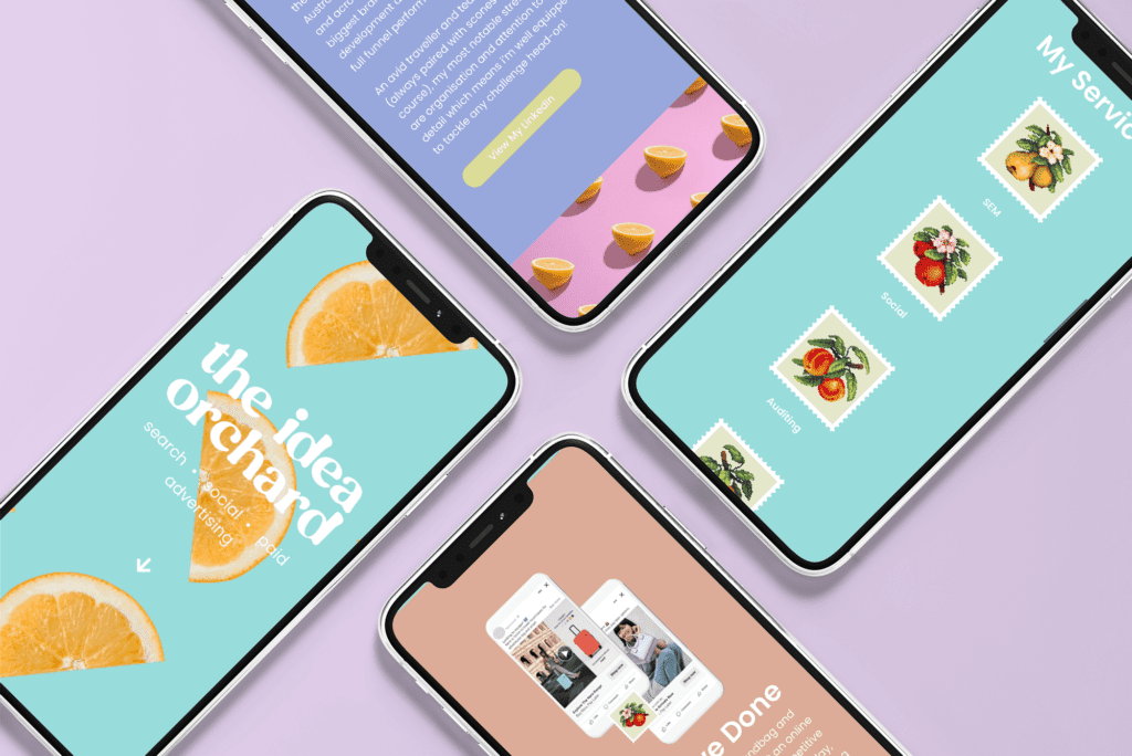 The idea orchard mobile website mockups