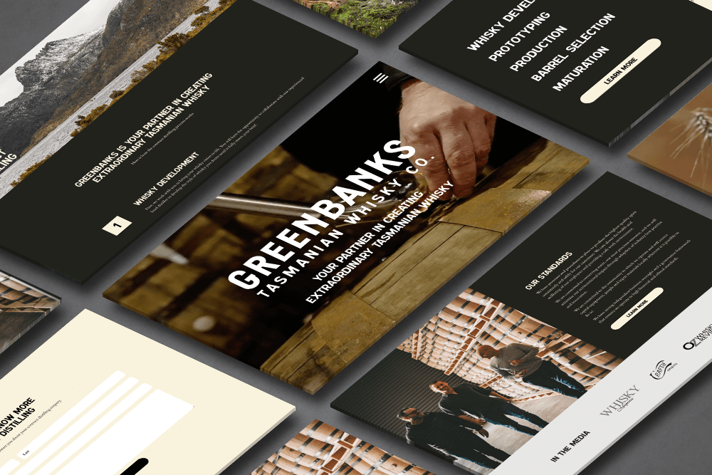 Greenbanks Tasmanian Whisky Website mockup