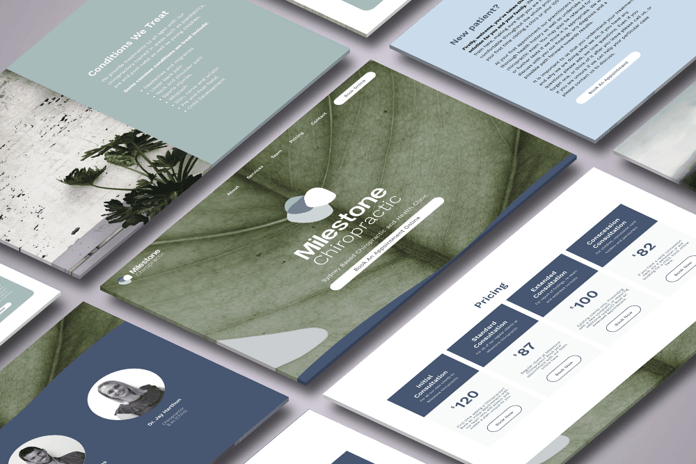 Milestone Chiropractic website mockups