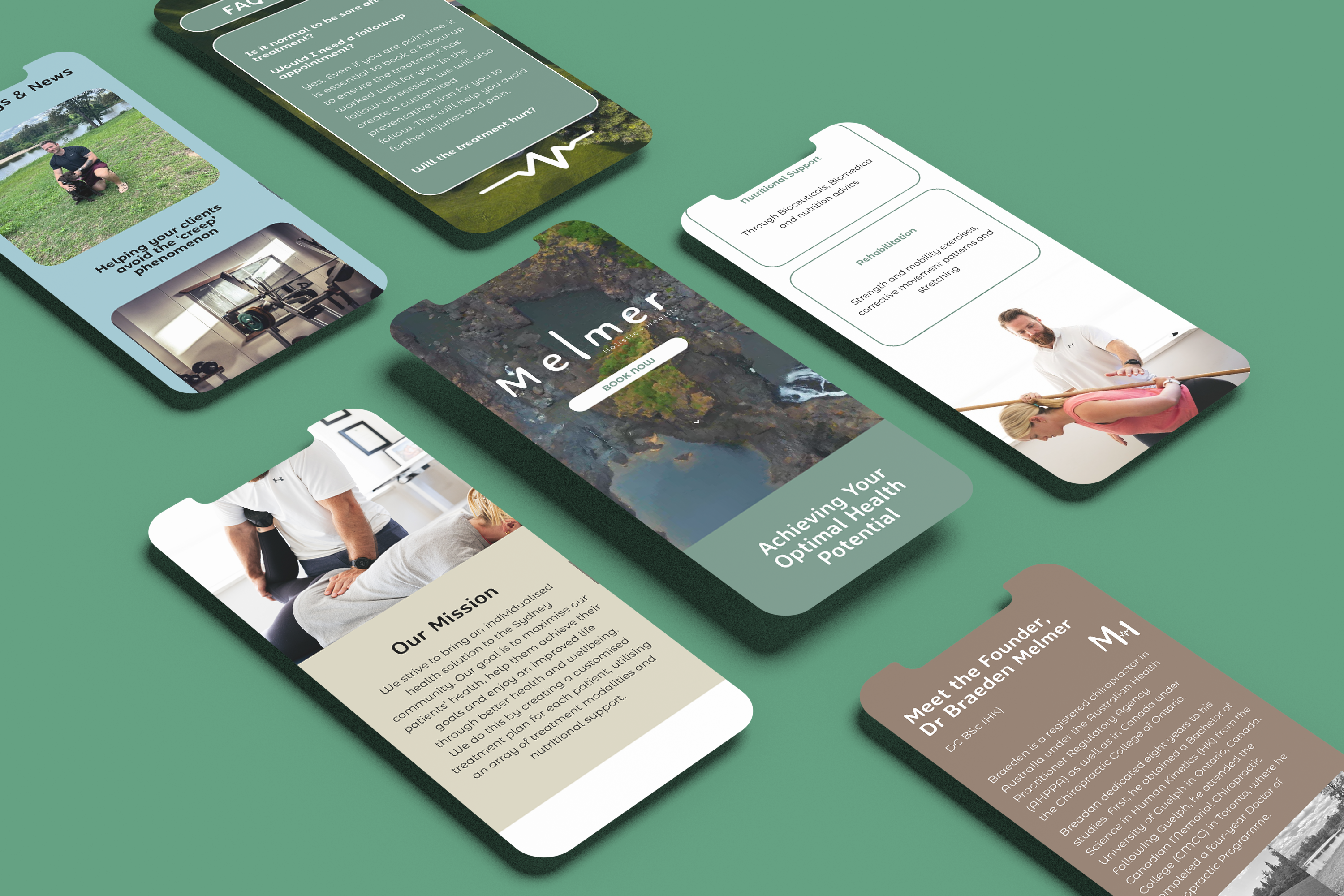 Melmer mobile website mockups