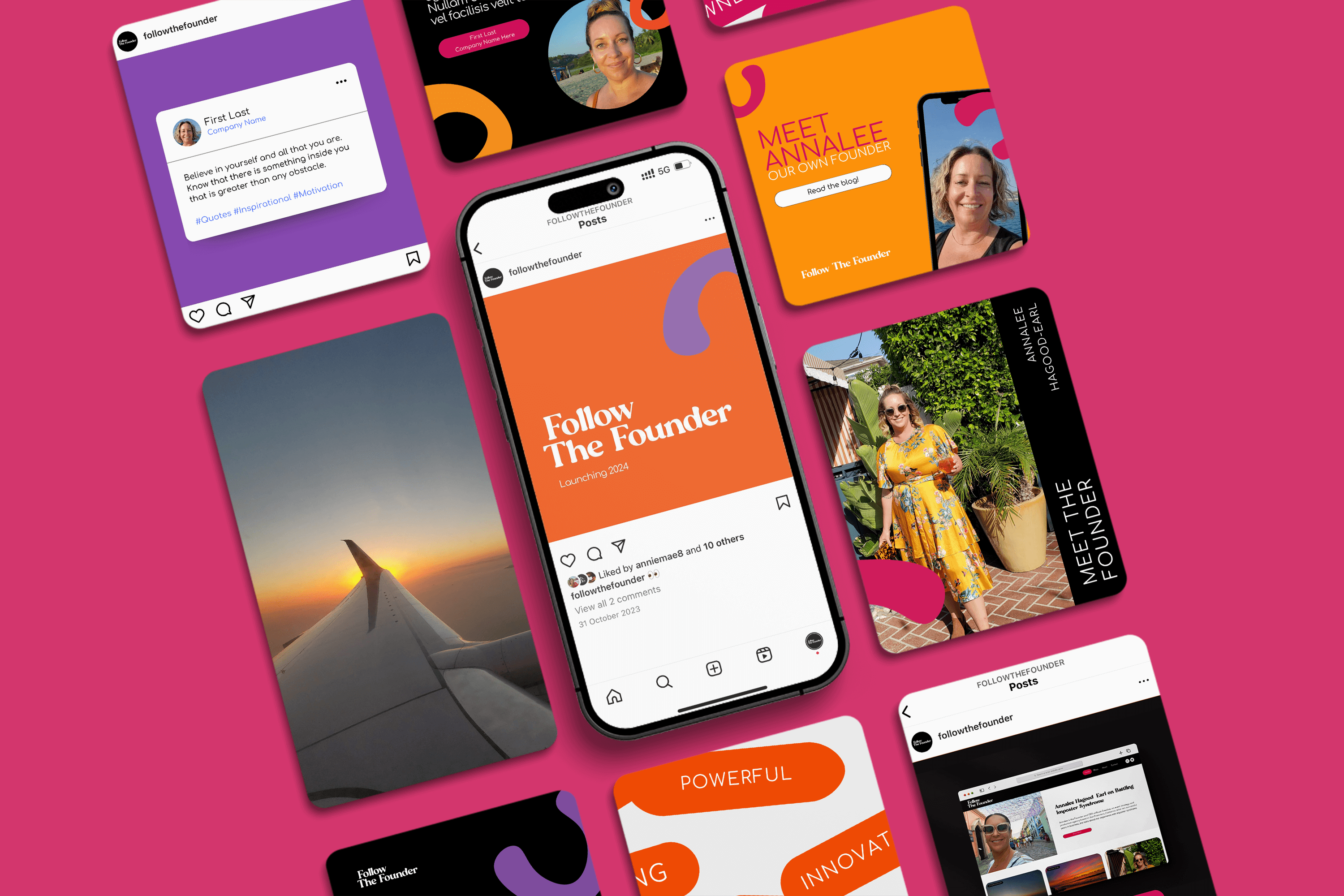 Follow the founder social media post design mockups