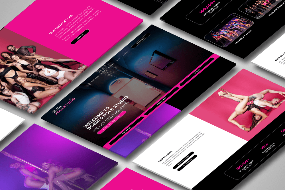 Bobbi's Pole website design mockups