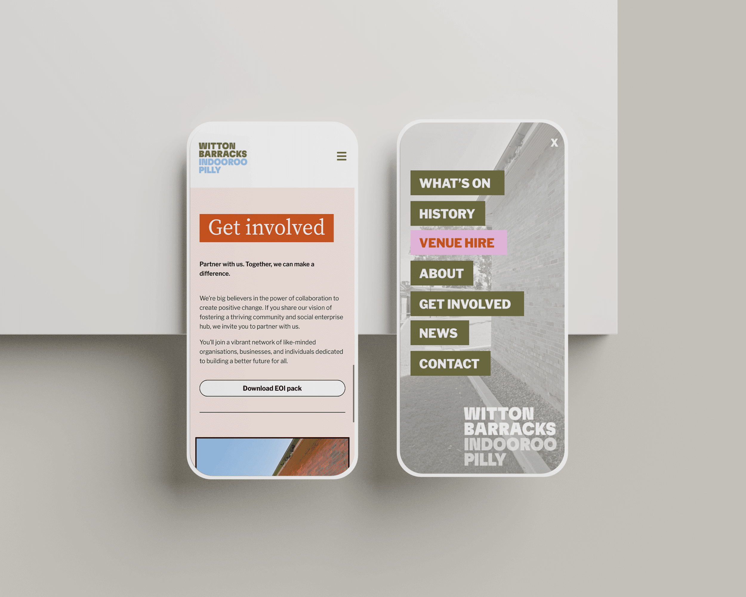 Witton Barracks mobile phone mockups