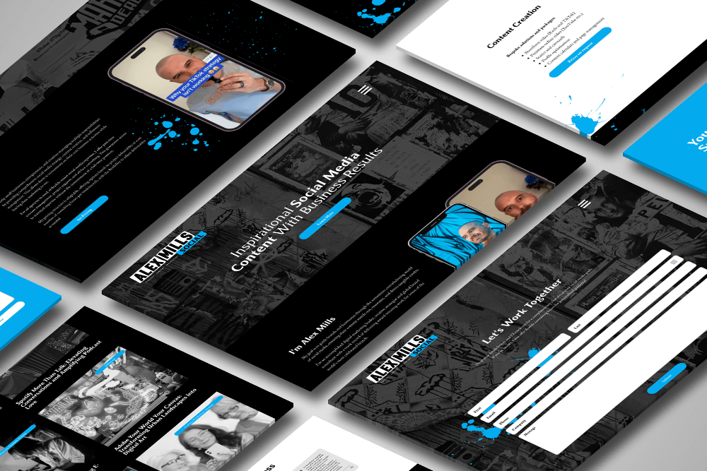 Alex Mills website mockups