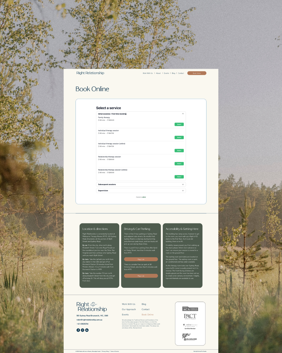 online booking page